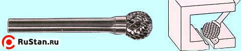 Борфреза тв.спл. сферич.d 2,5х2,5х3х30 Х-образн.насечка (D2.5 2.5Х03) "CNIC" фото №1