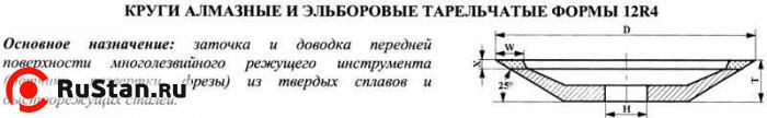 Круг алмазный 12R4 (тарельчатый)  75х3х2х10х20 АС4  100/80 100% В2-01 6,9карат фото №1