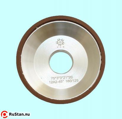 Круг алмазный 12А2-45град.(чашечный конический)  75х3х3х21х20 SSD-2(АС4) 160/125, 100% В2-01 9,0 карат "TLX" фото №1