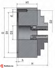 Габаритные и присоединительные размеры трехкулачкового токарного патрона Optimum 80 мм фото №2 патрон Optimum CS3P ø 125 мм фото №2