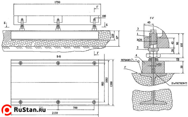 Фрезерный обрабатывающий центр с ЧПУ 500V - Чертеж фундамента фото №2 500V фото №2