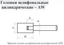 Головка абразивная 25х50х8 AW(ГЦ) 25А F60(25Н) O(СТ1) с хвостовиком 